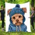 Cute yorkshire terrier in hoodie blanket