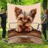 Cute yorkshire terrier puppy driving blanket