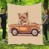 Cute yorkshire terrier puppy driving blanket