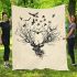 Deer head with birds blanket