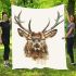 Deer head with large antlers blanket