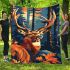 Deer with antlers in the forest blanket