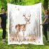 Deer with antlers stands in the forest blanket