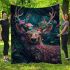 Deer with colorful flowers on its antlers blanket