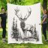 Deer with large antlers in the forest blanket