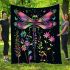 Dragonfly is flying surrounded by flowers blanket