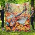 Dragonfly wings with violins and music notes in autumn blanket