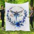 Dragonfly with flowers and leaves blanket