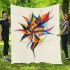 Drawing of an abstract flower design with colorful lines and shapes blanket