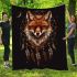 Fox smile with dream catcher area rug blanket