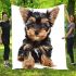 Frontal picture of a cute yorkshire terrier puppy blanket