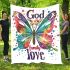 God family love a colorful butterfly blanket