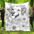 Golden retriever surrounded by flowers coloring blanket