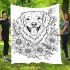 Golden retriever surrounded by flowers coloring blanket