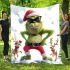 Grinchy with black sunglass and dancing santaclaus blanket
