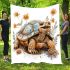 Happy smiling turtle with flowers blanket
