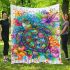 Happy turtle with colorful mandala patterns blanket