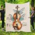 Melodic dragonflies with music note violin blanket