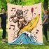 Monkey wearing sunglasses surfing with banana blanket