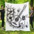 Music note and guitar and bee and flowers blanket