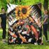 Music note and piano and sunflower and koi fish colorfull blanket