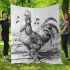 Music note and rooster chicken play guitar blanket