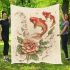 Music note and rose with green leaf and koi fish blanket