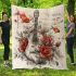 Music notes and guitar and roses and beta fish blanket