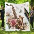 Music notes and saxophone and rose and butterfly blanket