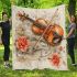 Music notes and violin and rose and carp color blanket