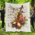 Music notes and violin and rose with dragonfly colorfull blanket