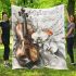 Musical notes and violin and orchid and goldfish blanket