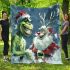 Navy grinchy smile and dancing santaclaus blanket