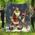 Navy grinchy smile and dancing santaclaus blanket