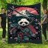 Panda samurai in front of mount fuji blanket