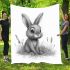 Pencil drawing of an adorable rabbit blanket