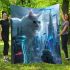 Persian cat in futuristic megacities blanket