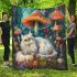 Persian cat in whimsical mushroom forests blanket