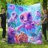 Pink and purple baby turtles with big eyes blanket