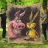 Pinky pigs and yellow grinchy got bucked smile blanket
