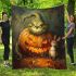 Pumpkin grinchy smile and cats show 3d blanket