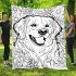 Realistic happy golden retriever surrounded by flowers blanket