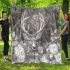 Realistic hyperdetailed portrait drawing of a deer in the forest blanket
