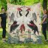 Red crowned cranes with dream catcher area rug blanket