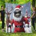 Red grinchy with black sunglass and dancing santaclaus blanket