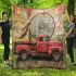 Red truck with dream catcher area rug blanket