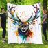 Stag head colorful ink painting blanket