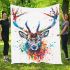 Stag head colorful ink painting blanket