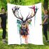 Stag head with large antlers blanket
