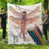 The dragonfly with violins and music notes in autumn blanket